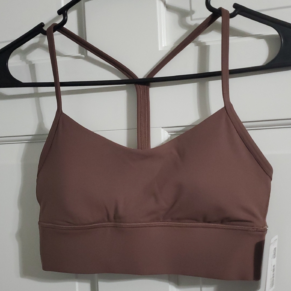 NWT Lululemon Flow Y Longline Bra Sz 4 Dark Oxide